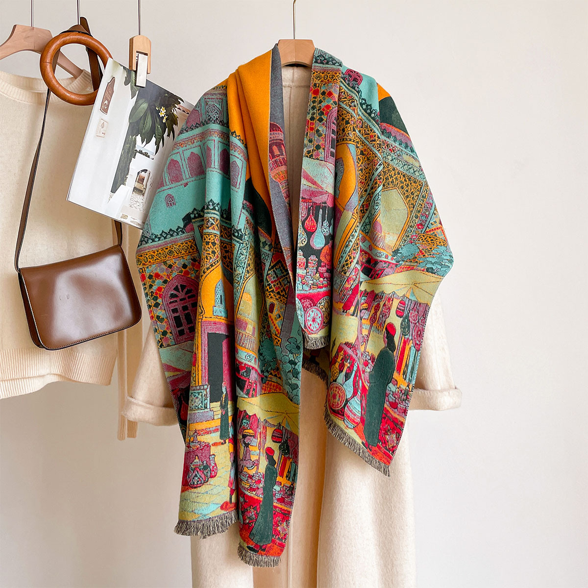 Shawl Wrap Winter - Écharpe en imitation cachemire pour femme,